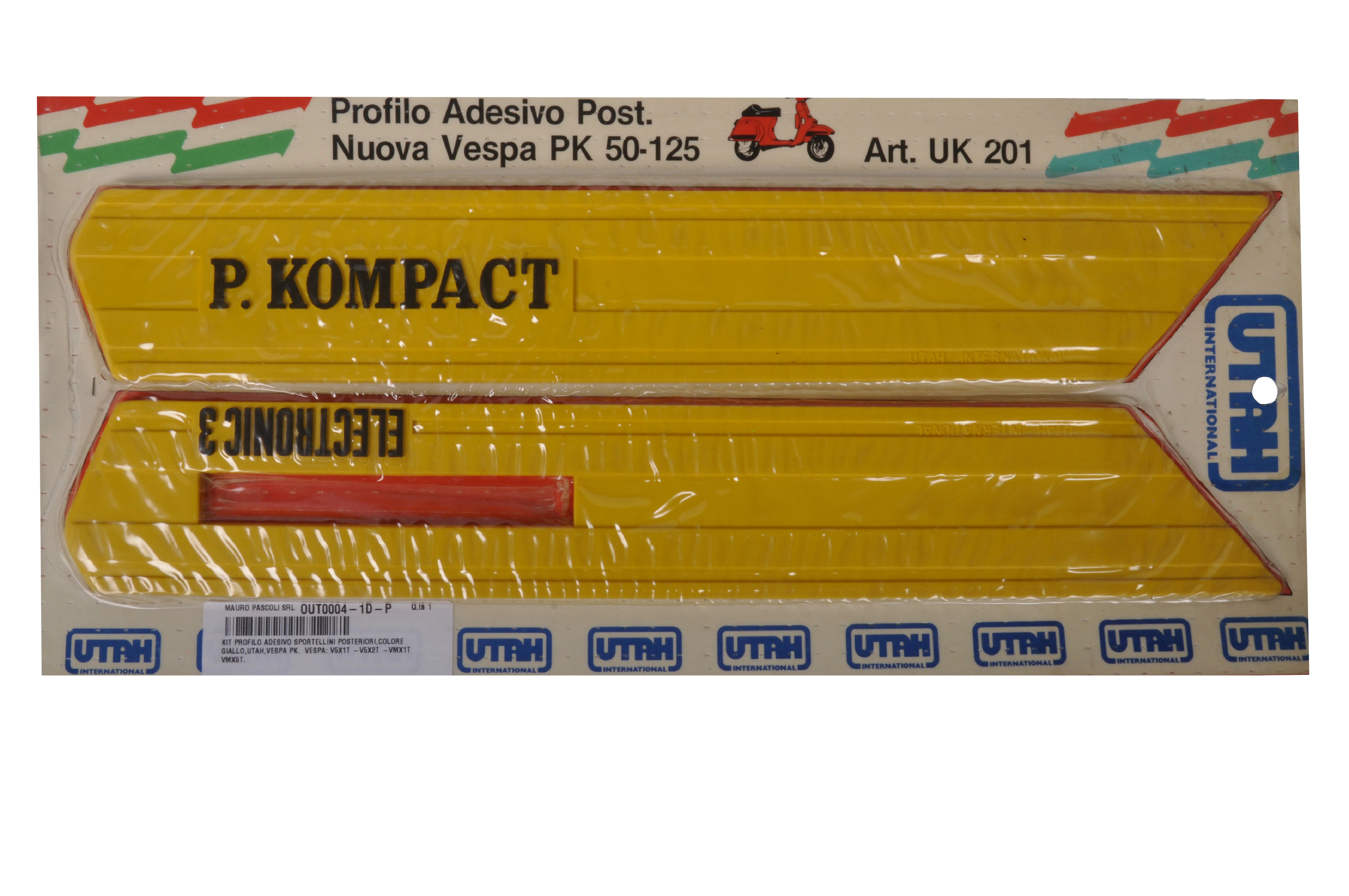 Kit profilo adesivo sportellini posteriori,colore giallo,utah,vespa pk.
