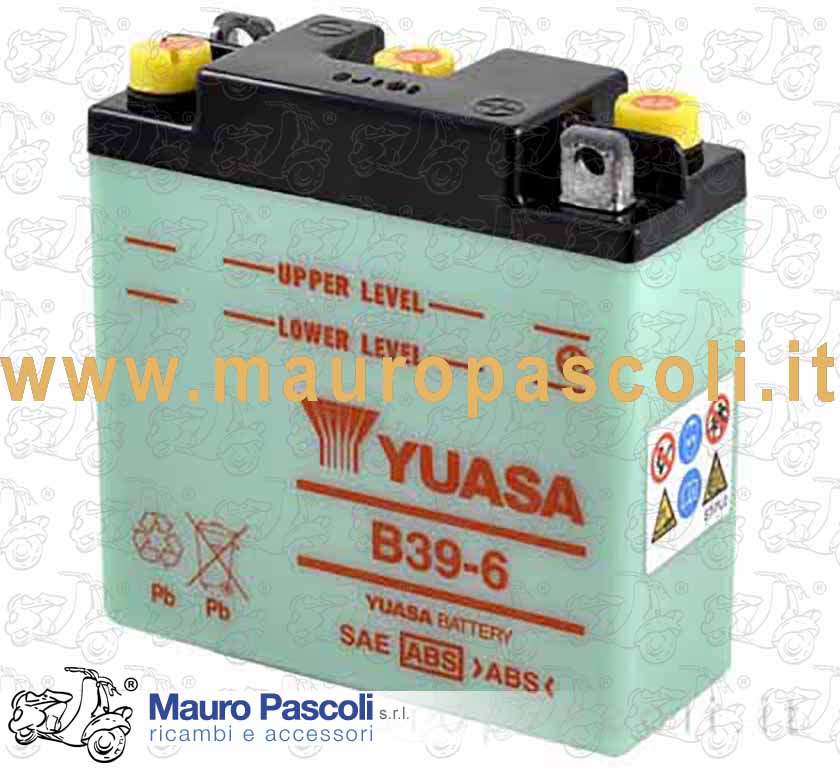 Batteria  6v - 4 ah -tradizionale al piombo e acido elettrolitico,yuase b39-6 .
