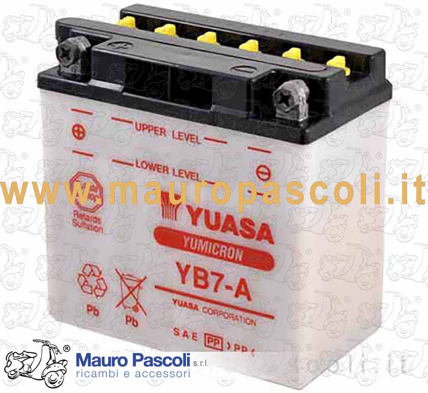 Batteria 12v-7a modello yb7-a tradizionale al piombo e acido elettrolitico.