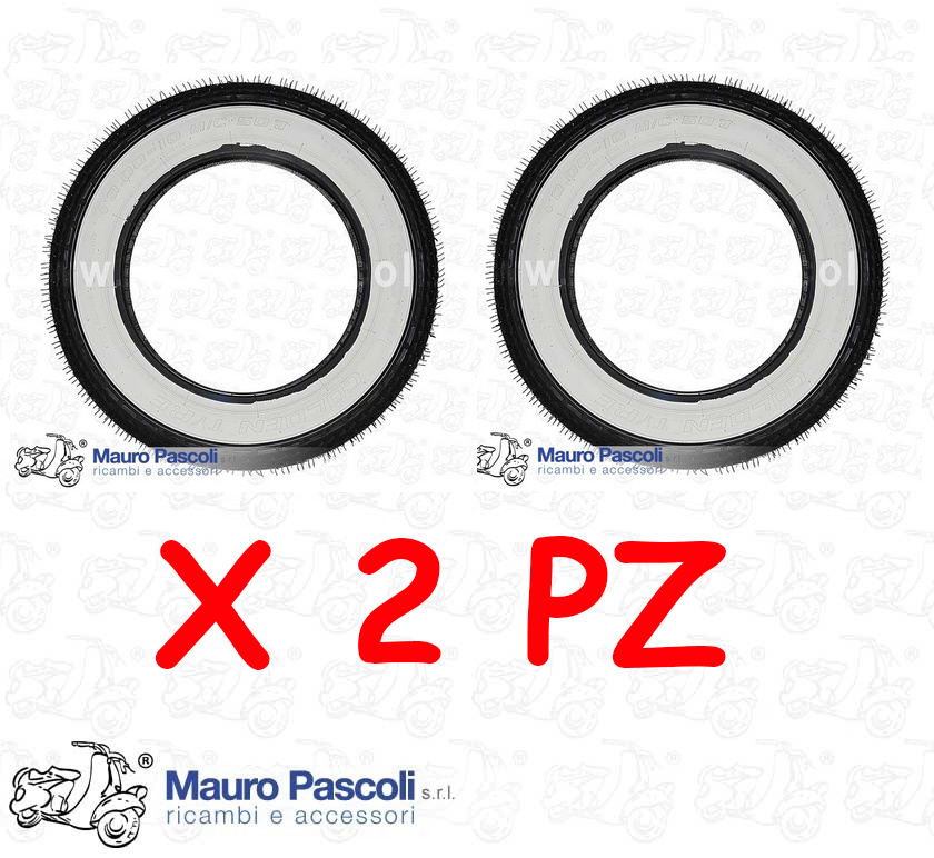 Coppia n 2 pneumatici bianco-nero misura 3.00 -10 marca golden tyre.