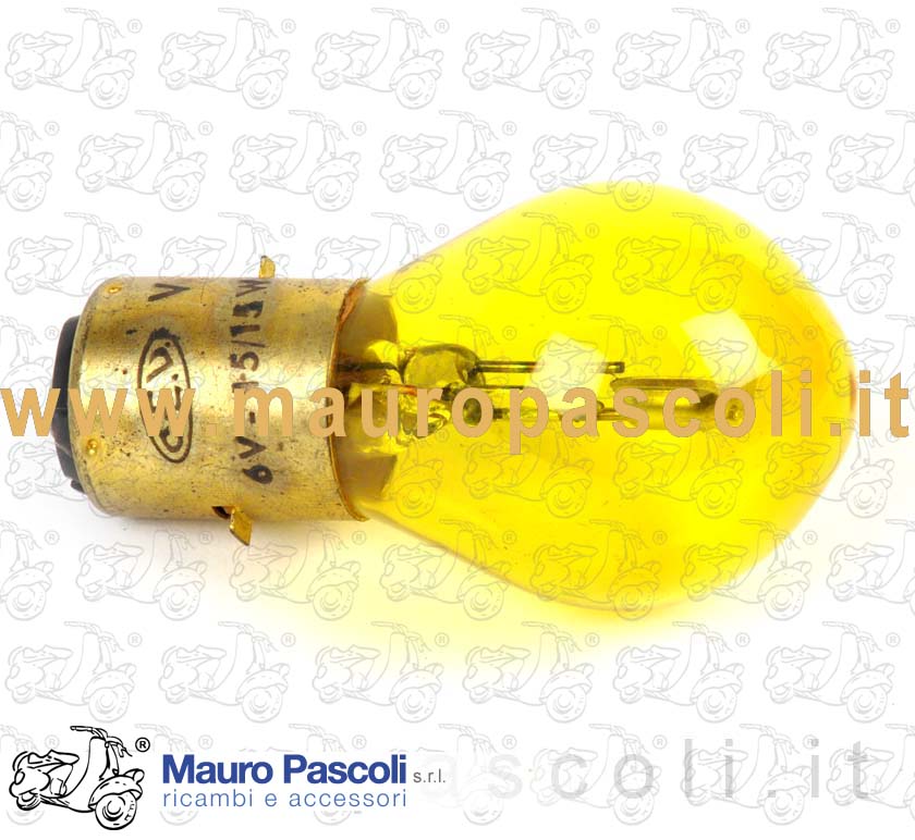 Lampadina  biluce di colore giallo,ba 20d - 6v .15-15 w.
