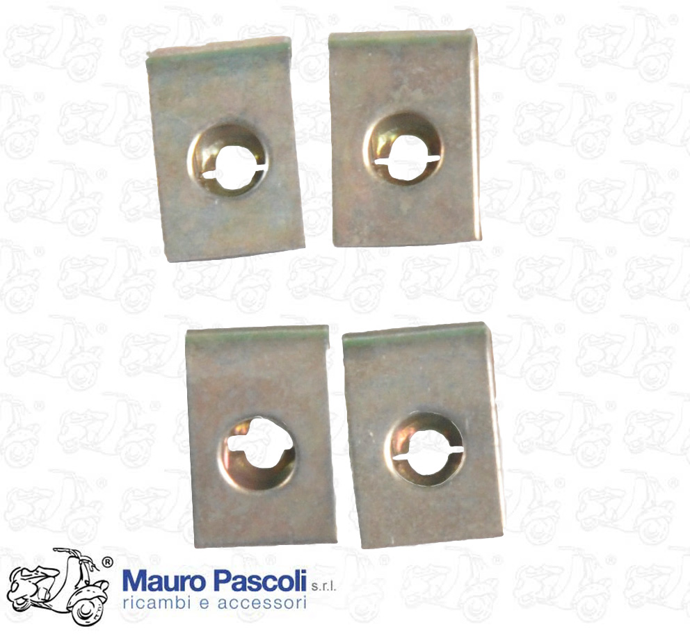 Kit n 4 piastrina fissaggio vite clacson,vespa 50 - 90 125 - 150 - 160 - 200 - ape.