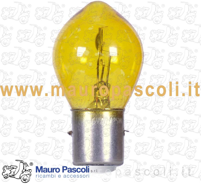 Lampadine 6 v. x 25 /25 w. gialla  biluce  simmetriche bipolare  ba20d.