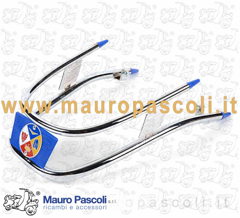 Paraurti cromato doppio tubo e plastiche blu,vespa 50 - 125.