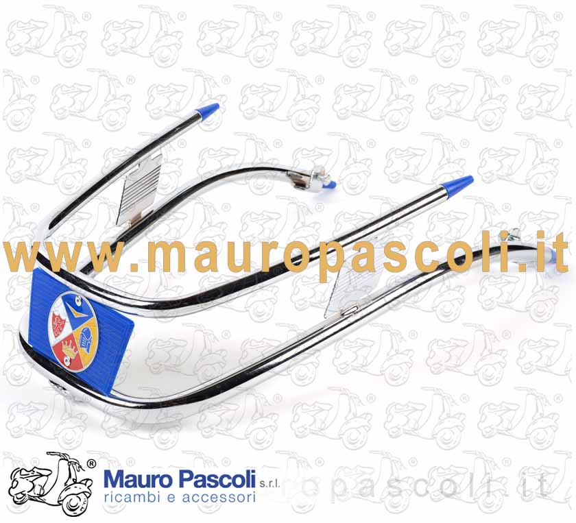 Paraurti cromato doppio tubo e plastiche blu,vespa 125 - 150.