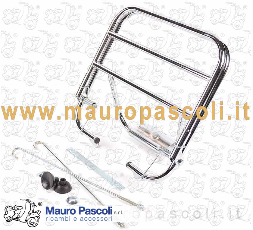 Portapacchi cromato posteriore con tiranti e tamponi,vespa 50 - 90 - 125.