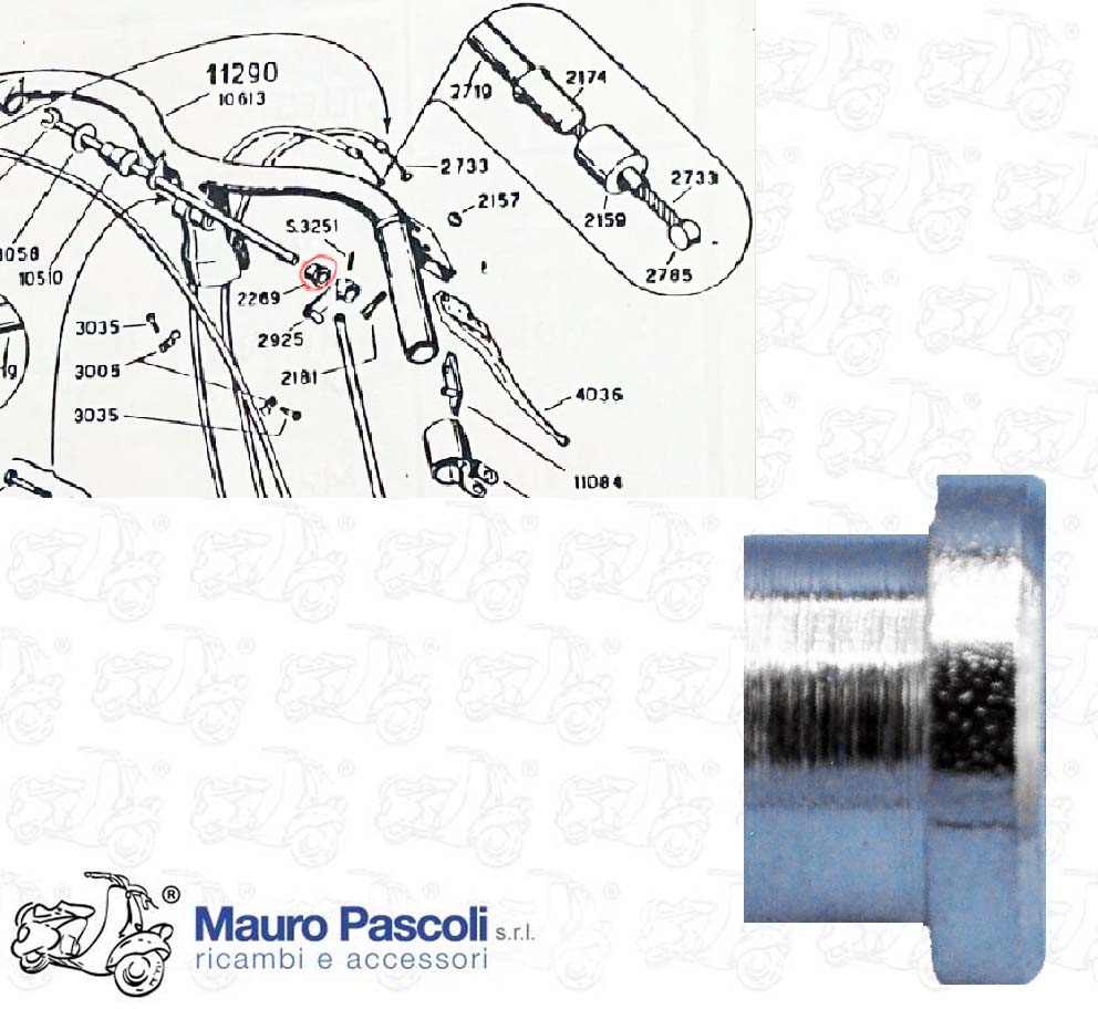 Bussola asta comando cambio manubrio,vespa 98 125 - Ape 125,1946>50.