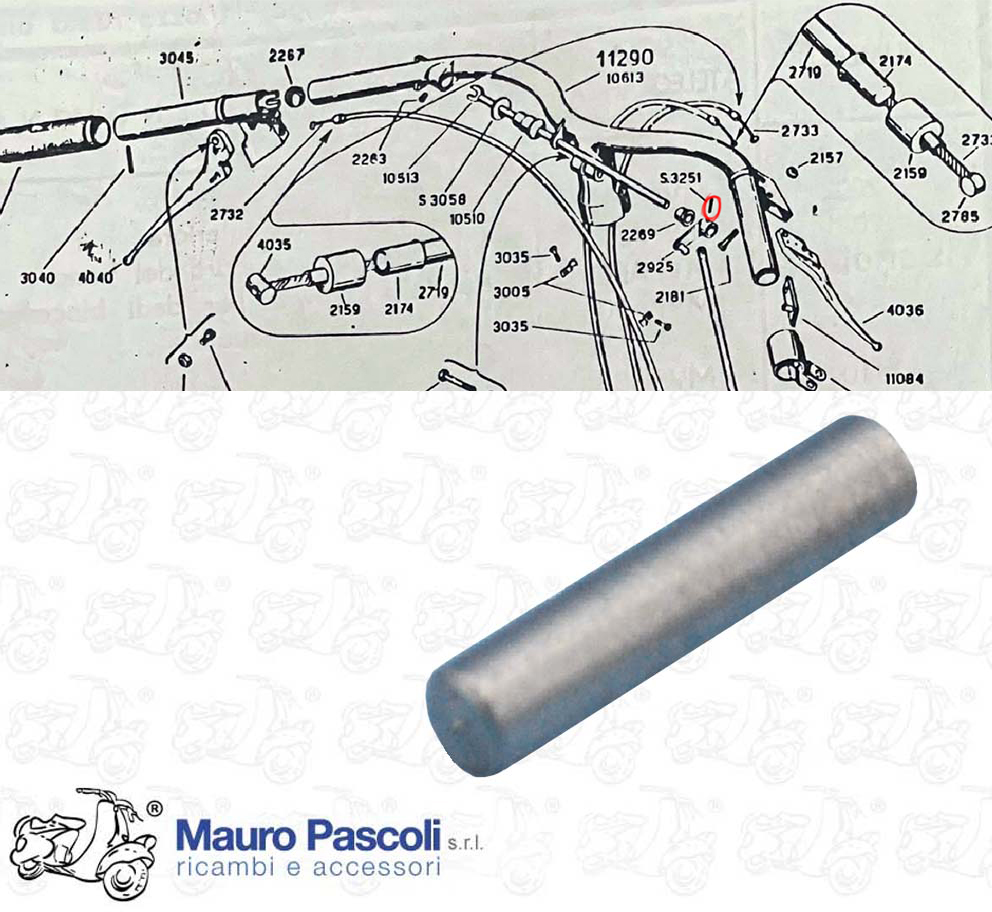 Spina conica fissaggio levetta con albero comando marce,vespa - ape.