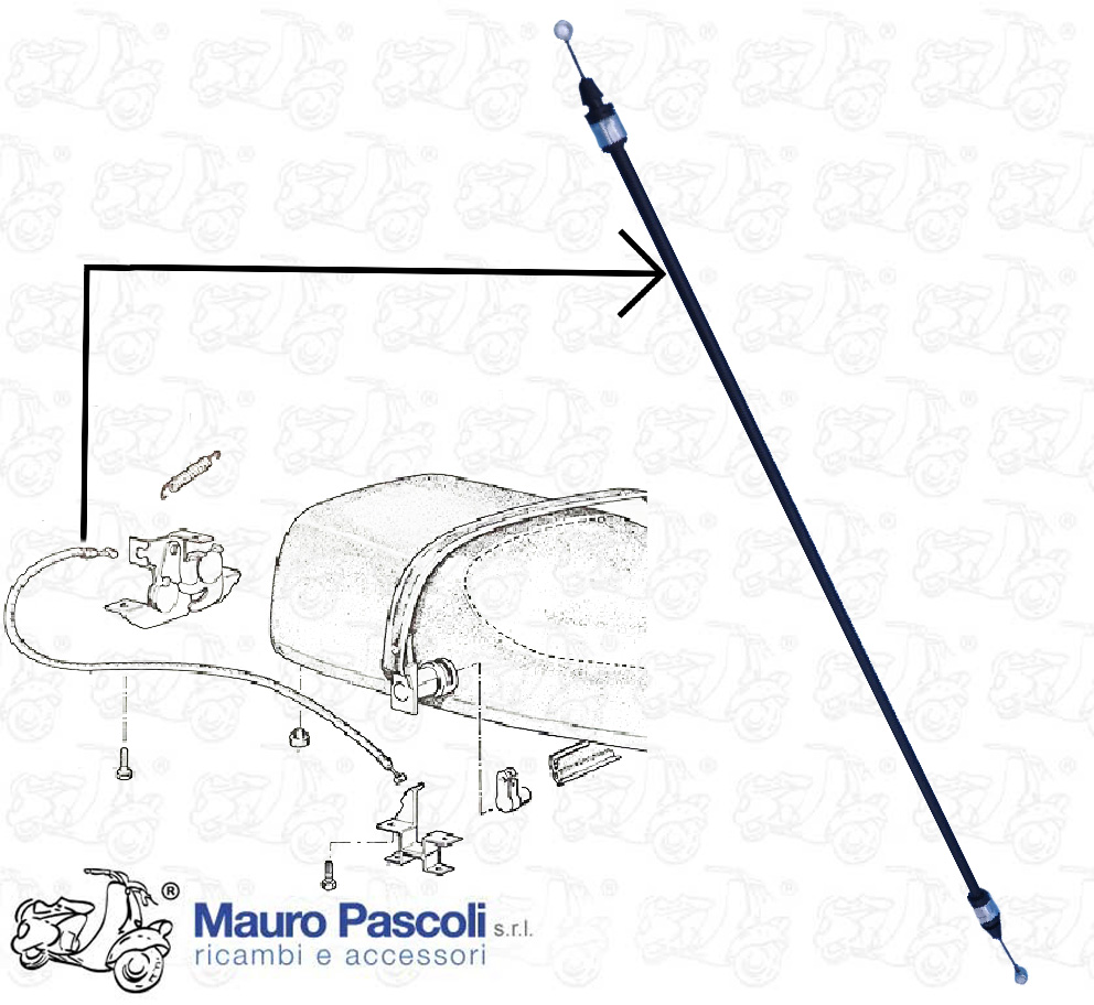 Trasmissione completa per apertura sella Vespa  . cosa.1.