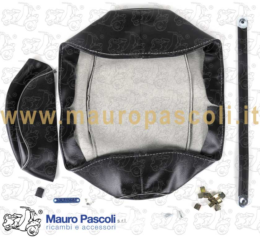 Copertura sella e cuscino nero con bordino grigio,vespa 50 ss - 90ss.