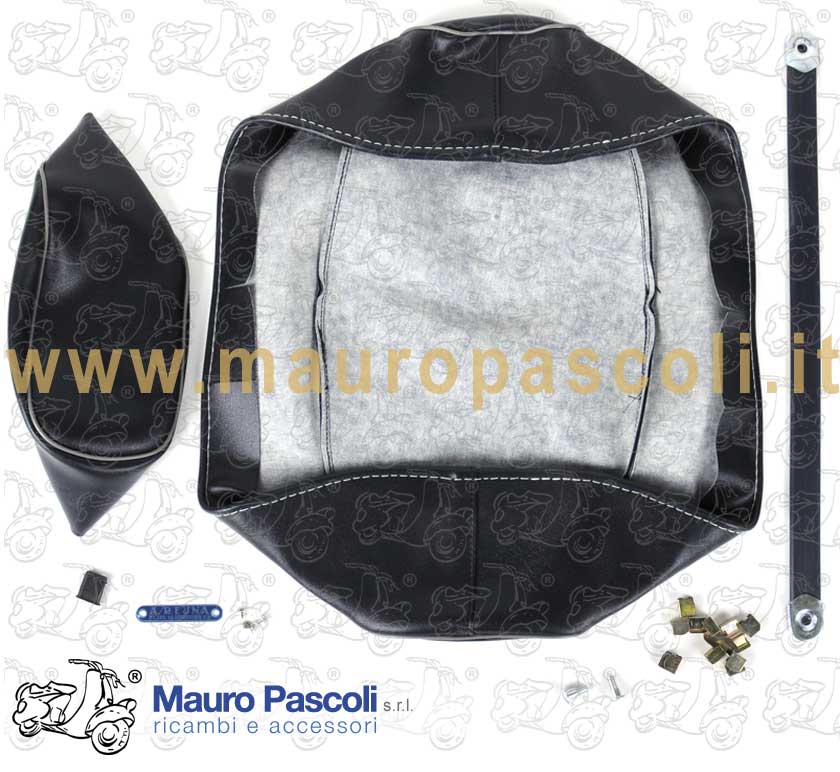 Copertura sella e cuscino blu notte con bordino grigio,vespa 50 - 90 ss.