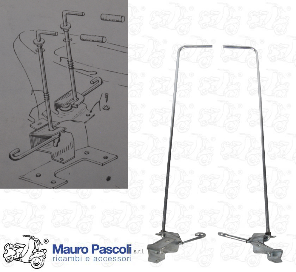 Coppia leveraggi apertura cofani sotto sella,ric originale,vespa pxe - pe.
