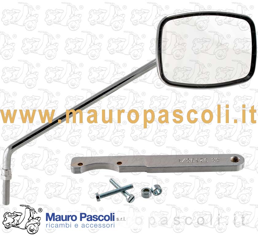 Specchio rettangolare e staffa supporto manubrio, lato destro,vespa.