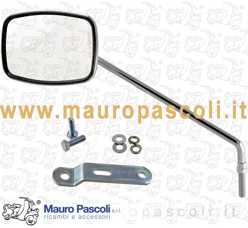 Specchio rettangolare e staffa supporto manubrio,lato sx,vespa.