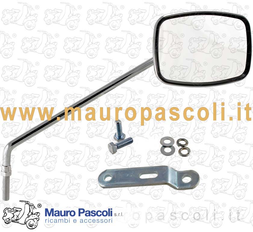 Specchio rettangolare e staffa supporto manubrio,lato dx,vespa.