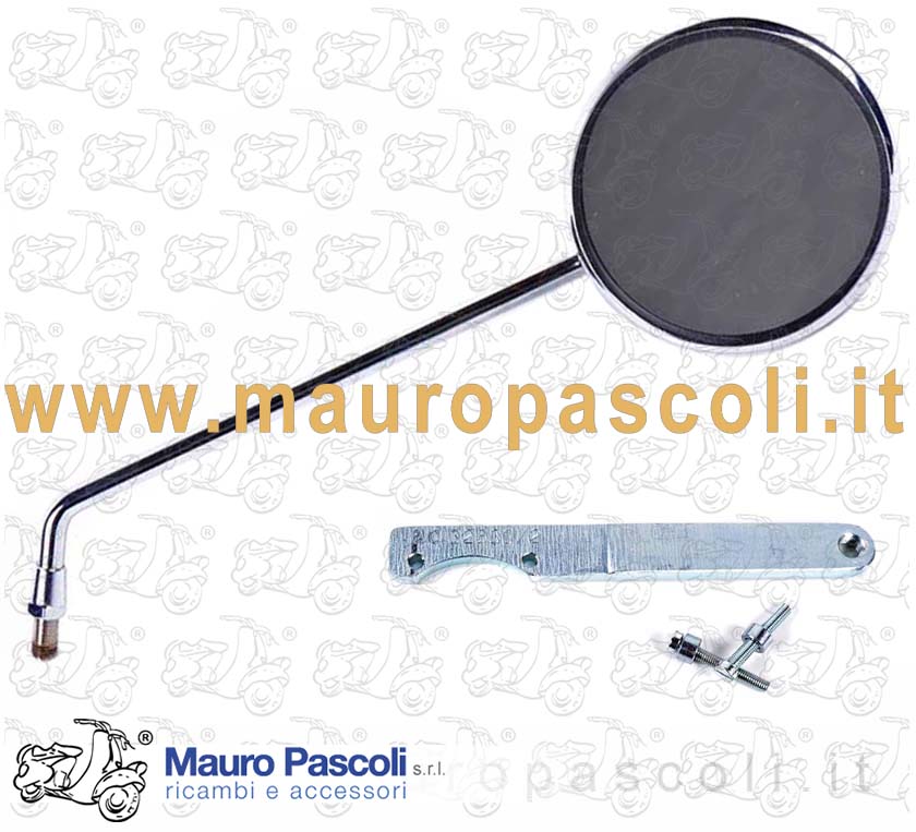 Specchio rotondo con staffa supporto al manubrio, lato destro,vespa.