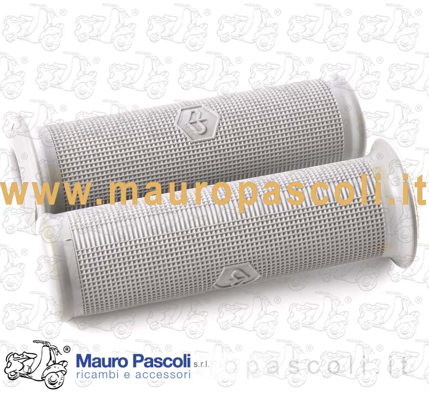 Coppia manopole colore grigio logo esagonale,tubo manubrio mm 24.