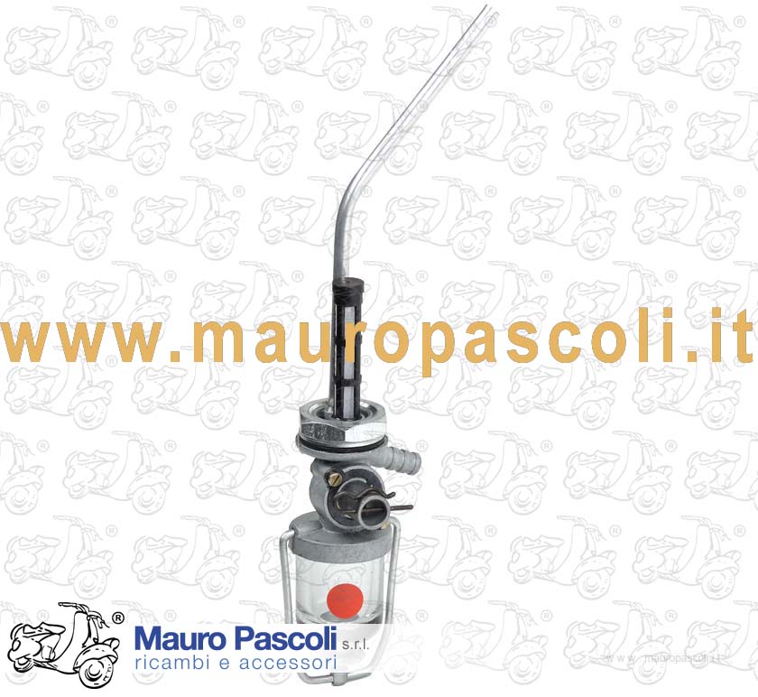 Rubinetto miscela con decantatore in vetro,vespa 125  - 150 - 160 - 180 - 200.