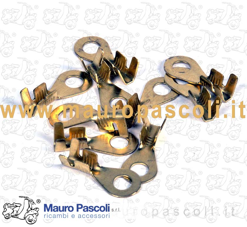 Kit 10 pz. capocorda faston con occhiello, foro da mm 4,vespa - ape.