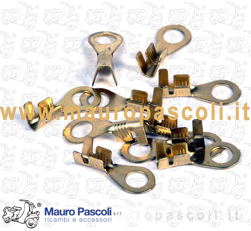 Kit 10 pz. capocorda faston con occhiello, foro da 5 mm,vespa - ape.