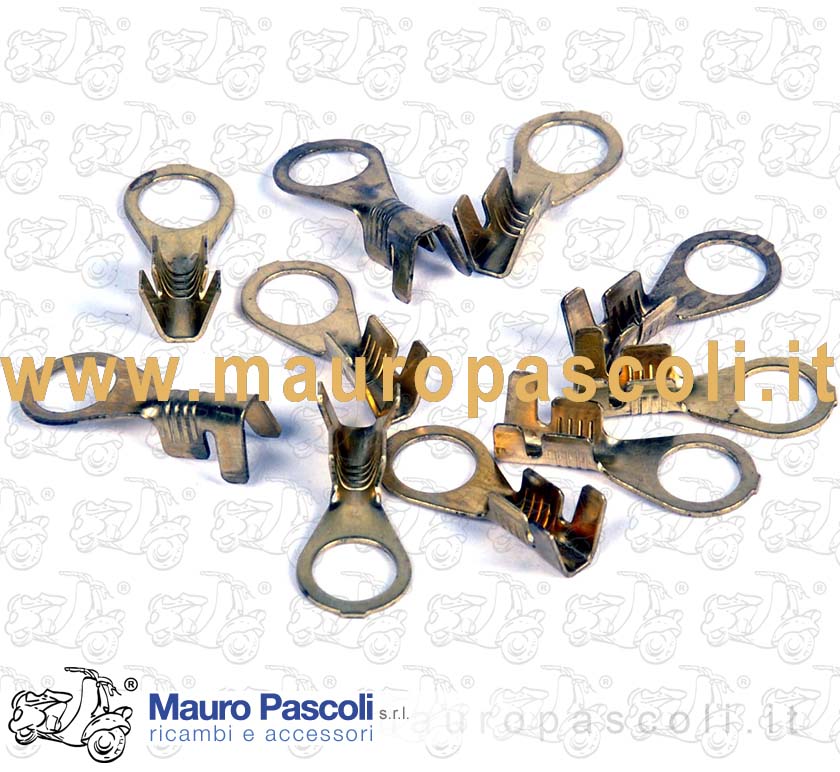 Kit 10 pz. capocorda faston con occhiello, foro da 6 mm,vespa - ape.