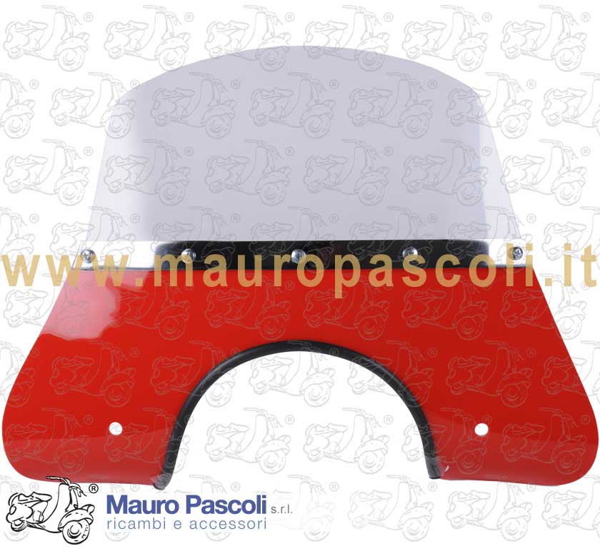 Cupolino basso trasparente con fascia inferiore di colore rosso,vespa.