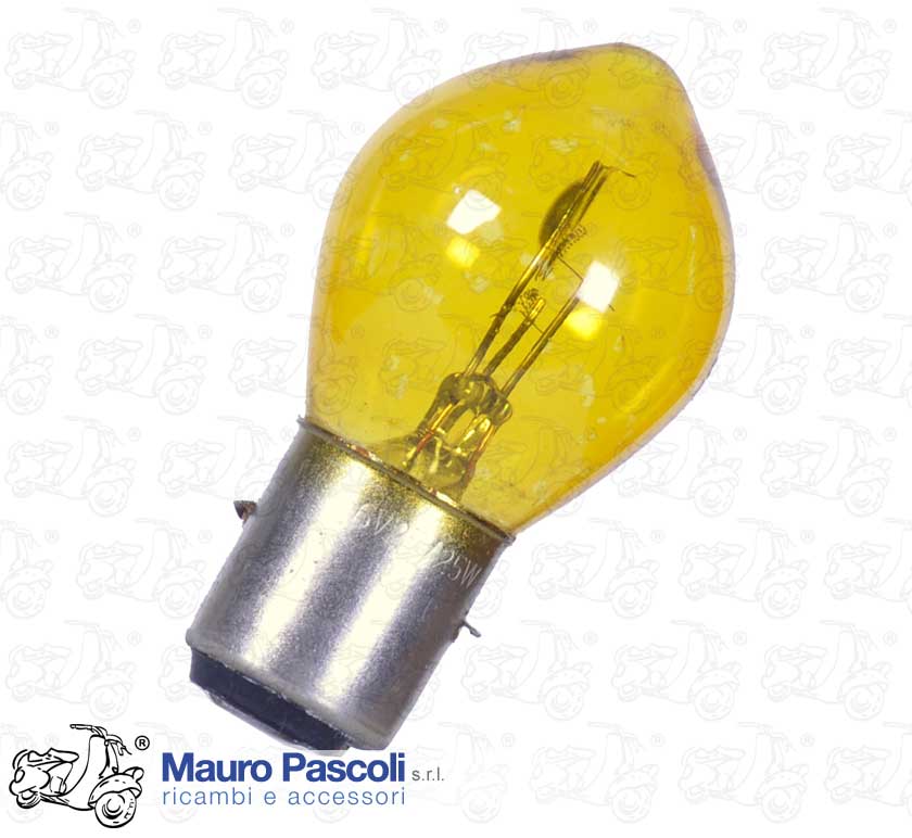 Lampadina 12 v. 25 -25 w gialla a sfera biluce simmetrica bipolare ba 20 d