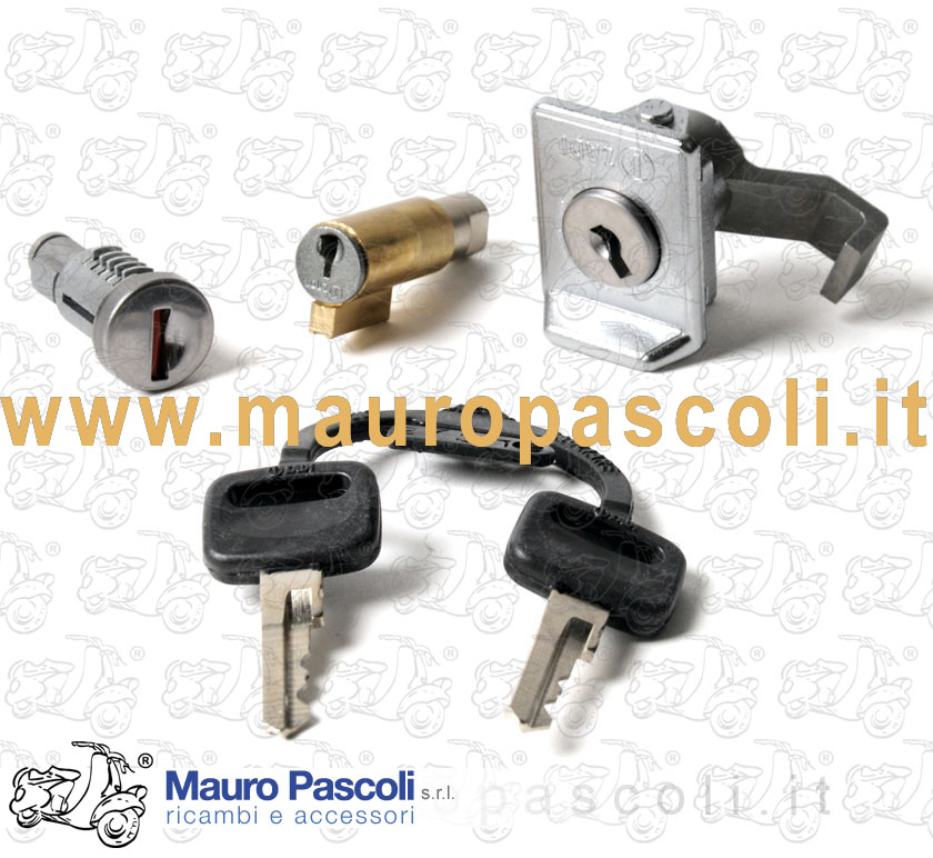 Kit serrature: bloccasterzo fessura mm 4 - bauletto e sella,vespa px - pe.