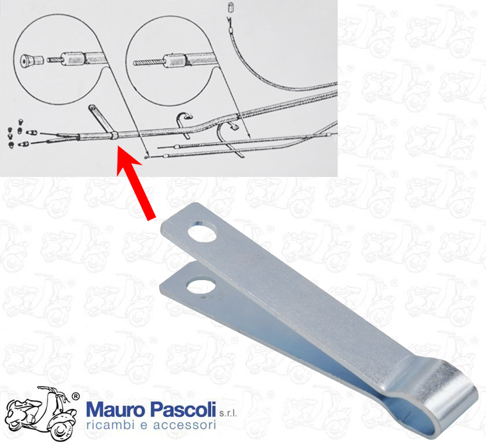 Piastrina fascetta fissaggio cavi cambio al carter,vespa 125 - 150.