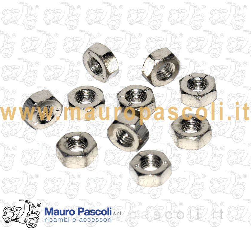 Kit 10 dado mm 8 x 14. h 6,5 trattamento,nichelatura,vespa.