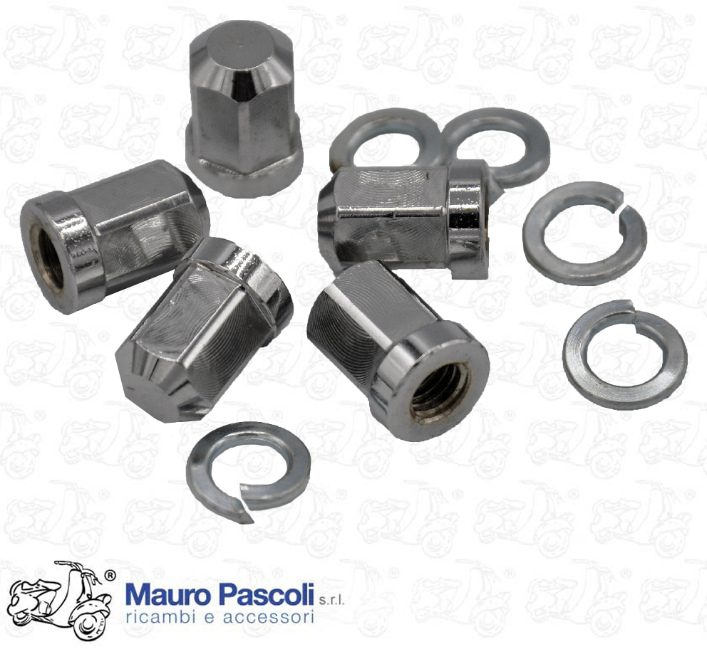 Kit 5 dado cromato,montaggio cerchio tubeless al tamburo,vespa.