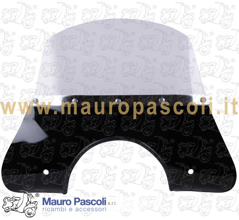 Cupolino basso trasparente con fascia inferiore di colore nero,vespa.