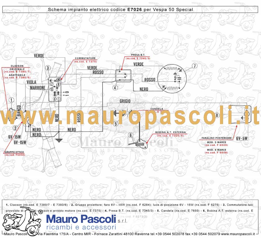 Gruppo cavetti impianto elettrico,vespa 50.