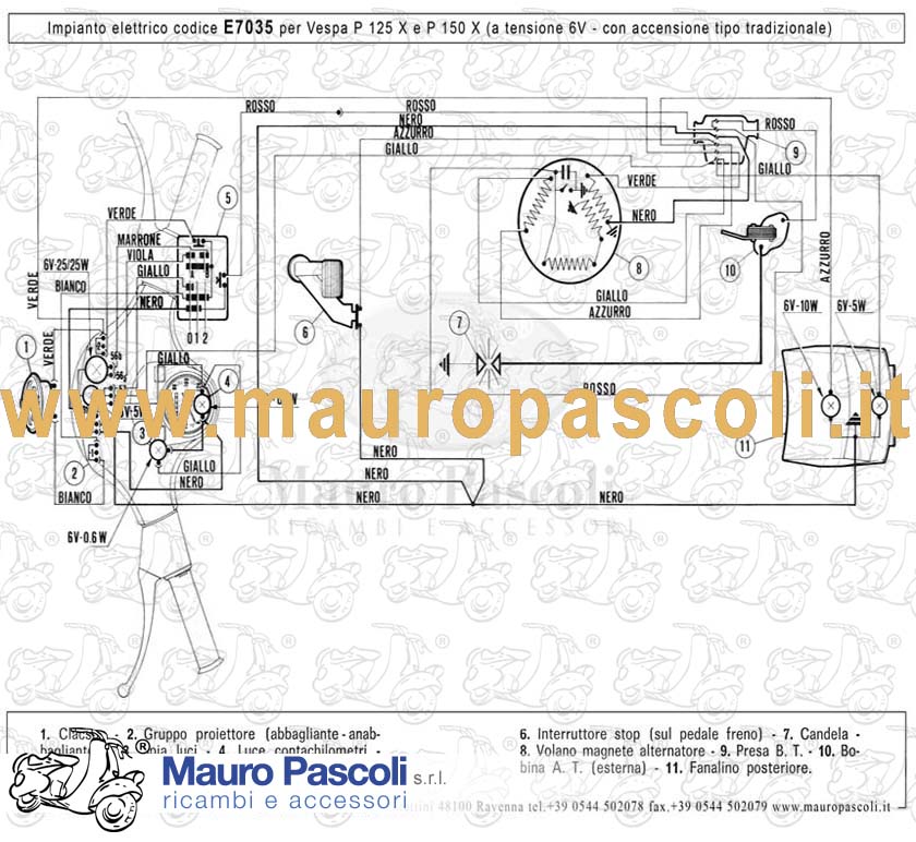 Gruppo cavetti impianto elettrico,px 125 - 150 ,senza frecce.