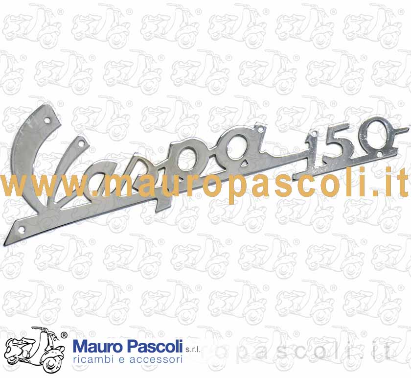 Targhetta anteriore - Vespa  150 - in metallo ottone cromato.