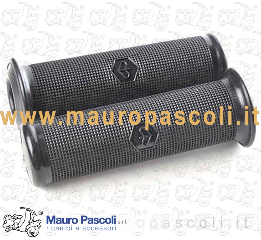 Coppia manopole di colore nero logo esagonale per manubrio da mm 22.