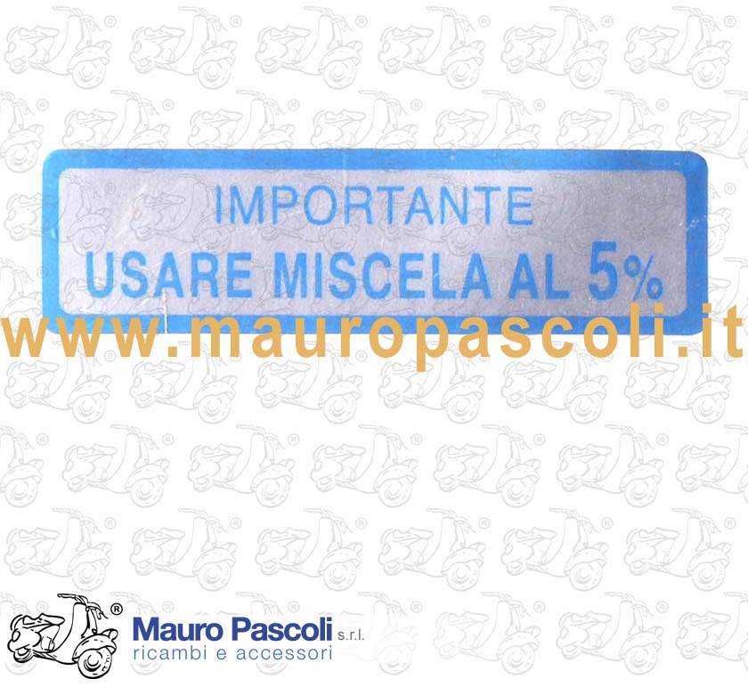 Adesivo miscela con percentuale olio al 5%,vespa 125 - 150 - 160 - 180 - 1948>68.