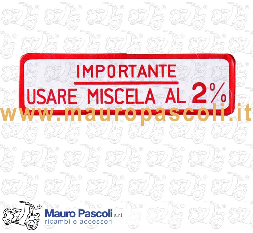 Adesivo miscela con percentuale olio al 2%,vespa 125 - 150.