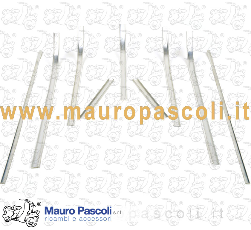 Kit 7 listelli alluminio e 2 sotto canaletta del pavimento pedana,vespa 125.