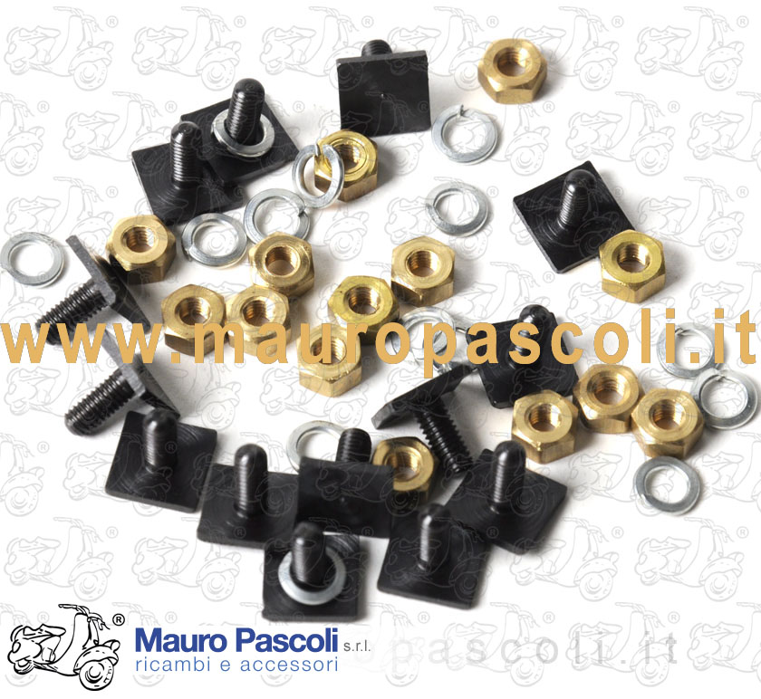 Kit  n 14 fissaggi piastrina bullone - rondella - dado.