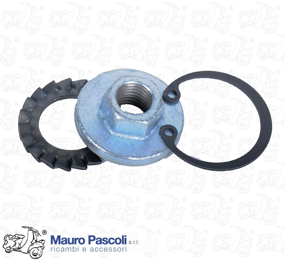 Kit dado ,rondella e seger per albero motore fissaggio volano Vespa .