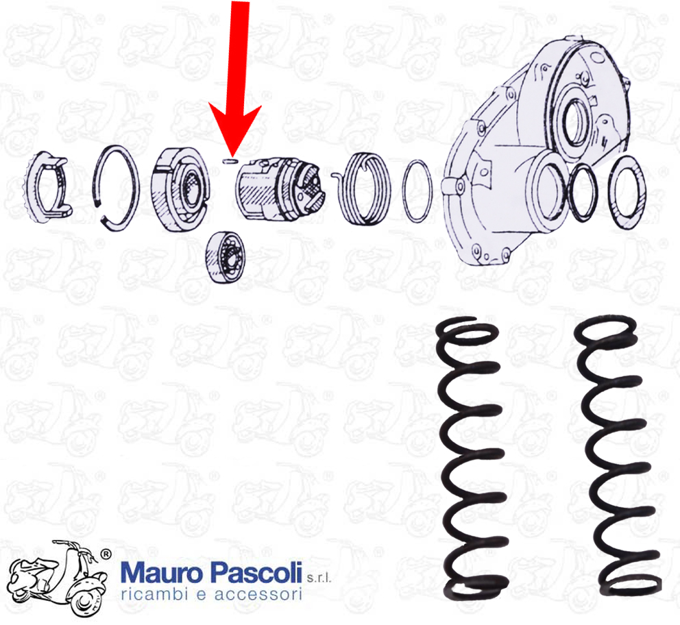Kit n 2 molla di spinta boccolo settore avviamento,vespa - ape.