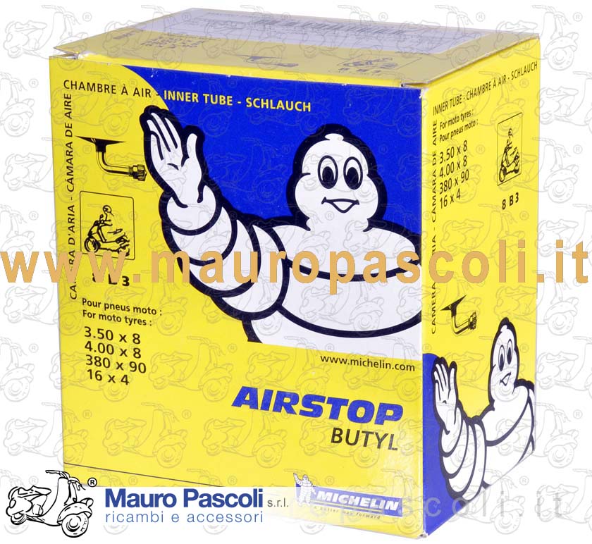 Camera d'aria con valvola a 90° 3.50 x 8 - 4.00 x 8,marca MICHELIN tipo 8 b3.