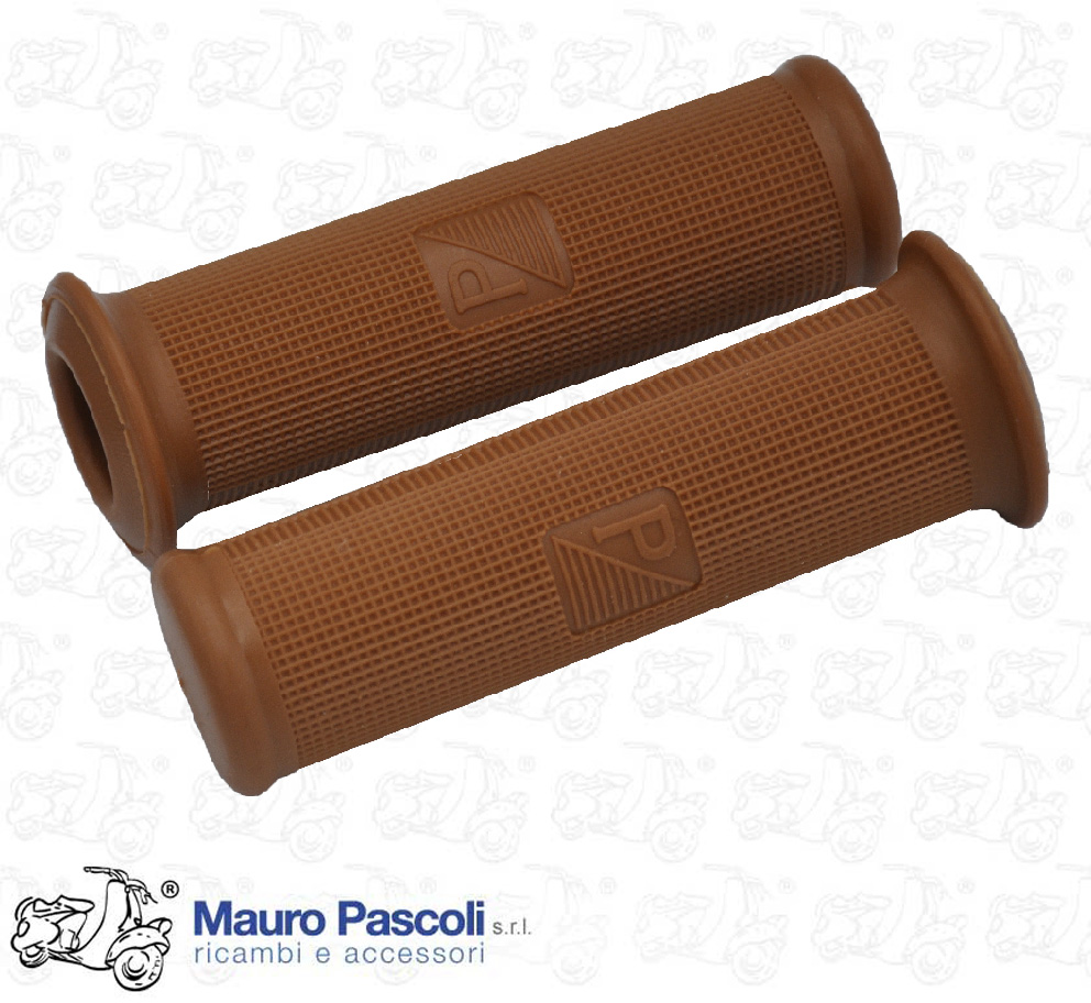 Coppia manopole manubrio tubi mm 21,colore marrone.vespa ape.