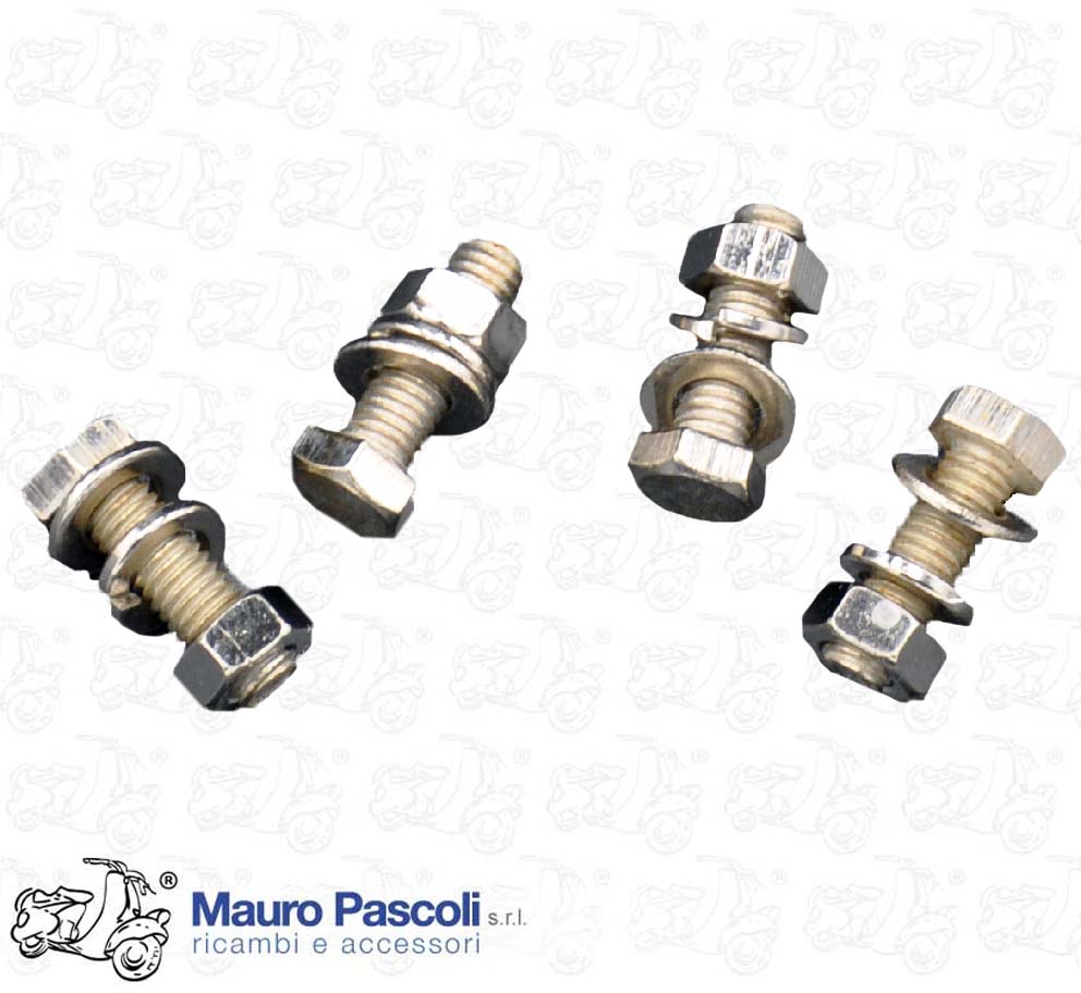 Kit n 4 bullone,dado e rondelle,fissaggio ponticelli cavalletto,vespa.