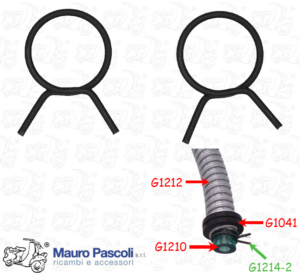 Kit of 2 original clip hose clamps fuel hose 14 mm Vespa  - ape