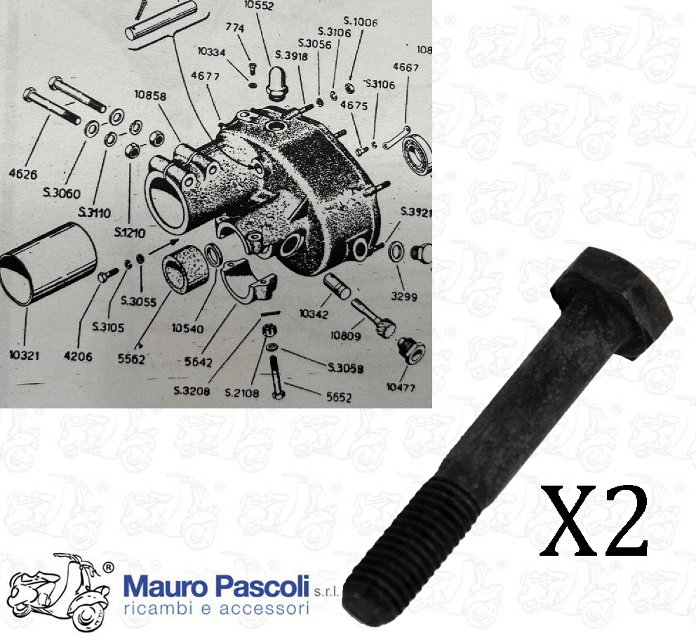 Kit 2 tornillo fijación motor en diferencial Ape 125 - 150