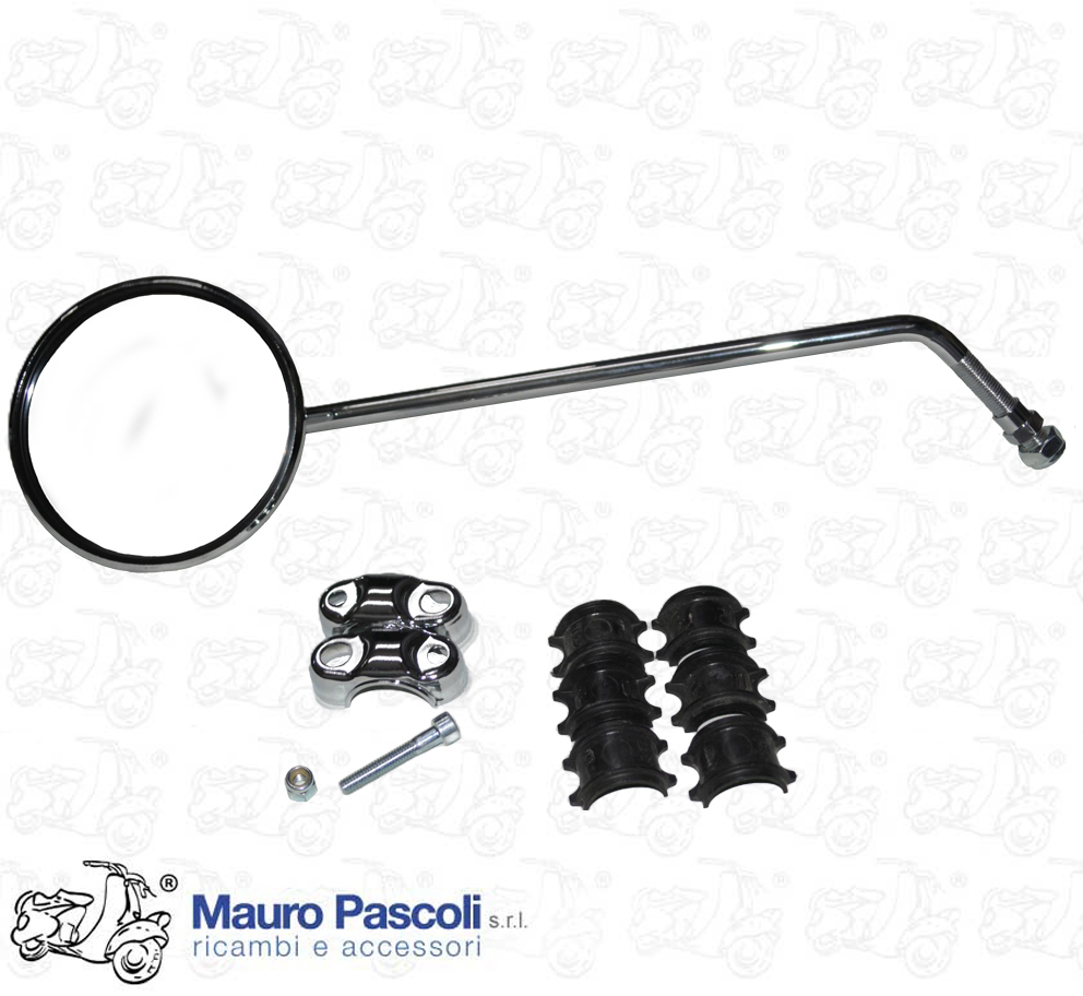 Specchio cromato,asta regolabile,fascetta cromata al manubrio,vespa.