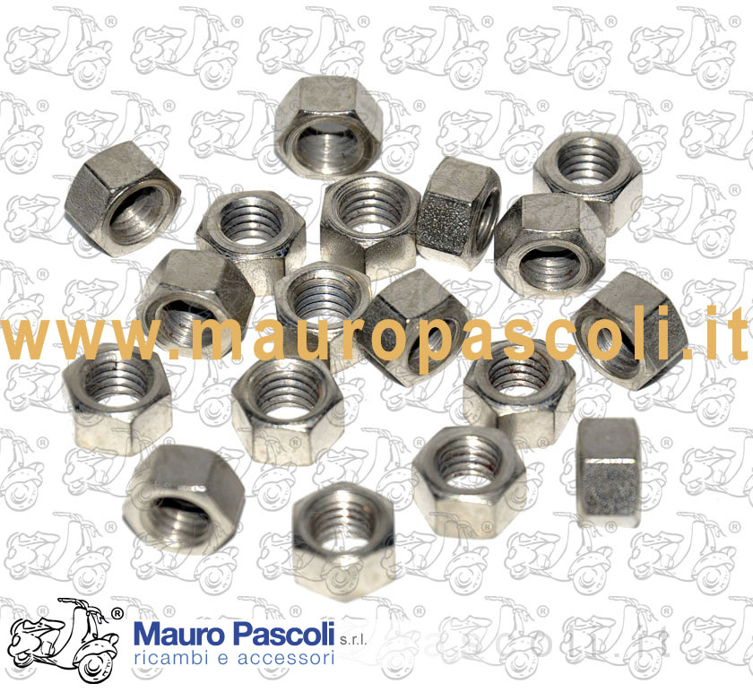 Kit 18 dado mm 8 x 11 nichelati,unione cerchio ruota,vespa - ape.