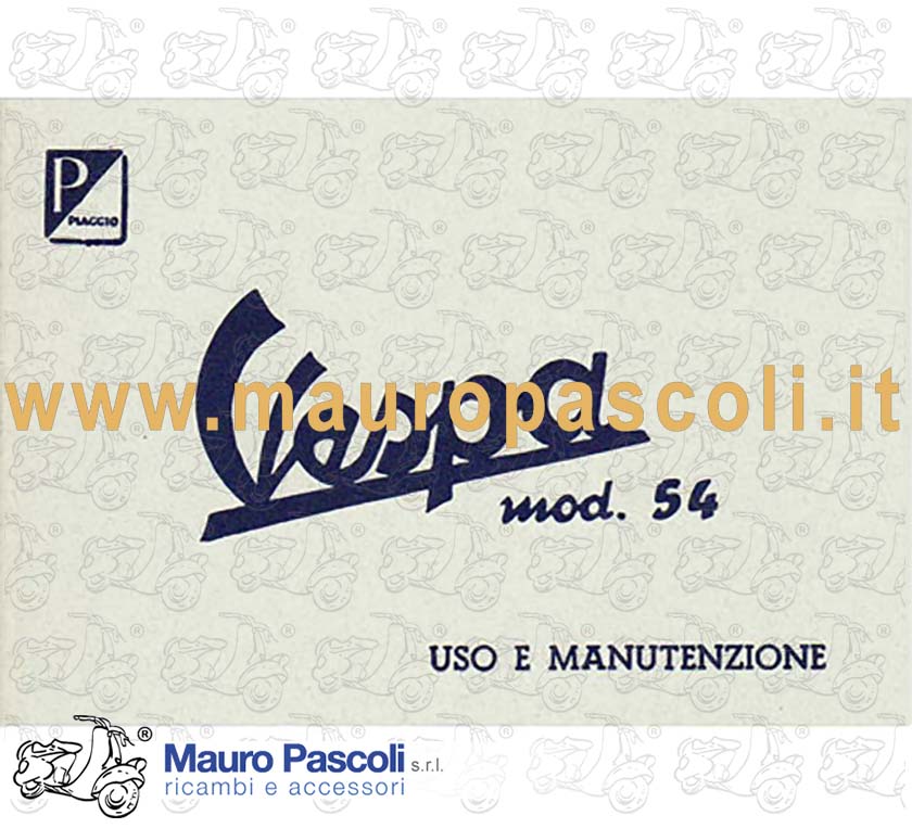 Libretto uso e manutenzione,vespa 125 1954.